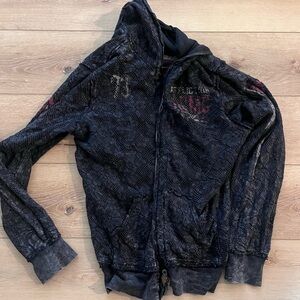 Distressed Affliction reversible Zip-Up Hoodie size L
